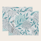 Floral Leaves and Blooms, Teal and Gray Placemat Gallery Image 1
