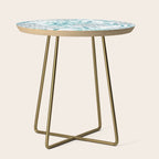 Floral Leaves and Blooms, Teal and Gray Side Table Gallery Image 1