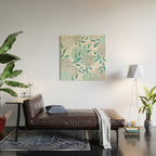 Floral Leaves and Blooms, Teal and Gray Wood Wall Art Gallery Image 2