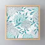 Floral Leaves and Blooms, Teal and Gray Mini Art Print Gallery Image 1