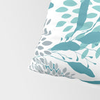 Floral Leaves and Blooms, Teal and Gray Pillow Sham Gallery Image 4