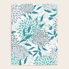 Floral Leaves and Blooms, Teal and Gray Poster Gallery Image 4