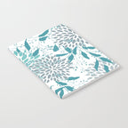 Floral Leaves and Blooms, Teal and Gray Notebook Gallery Image 2
