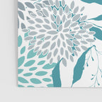 Floral Leaves and Blooms, Teal and Gray Poster Gallery Image 3