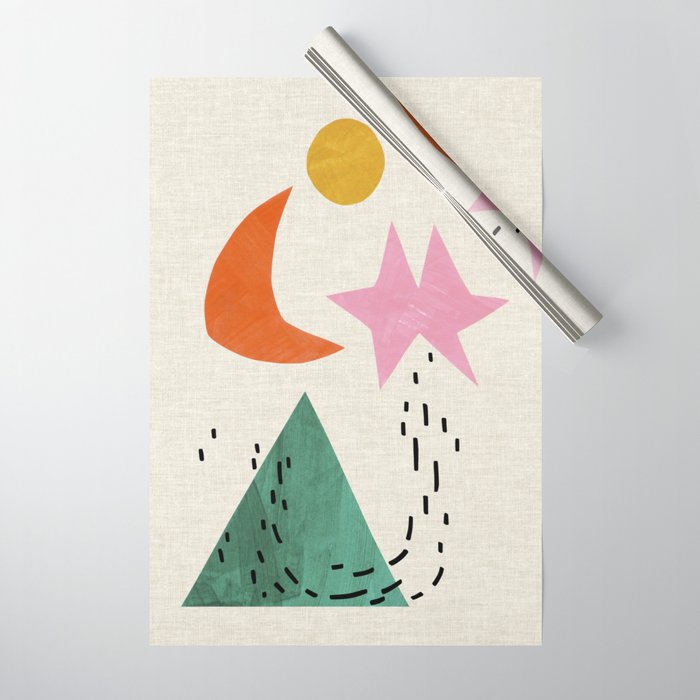 Orange Moon Mountain Wrapping Paper Gallery Image 1