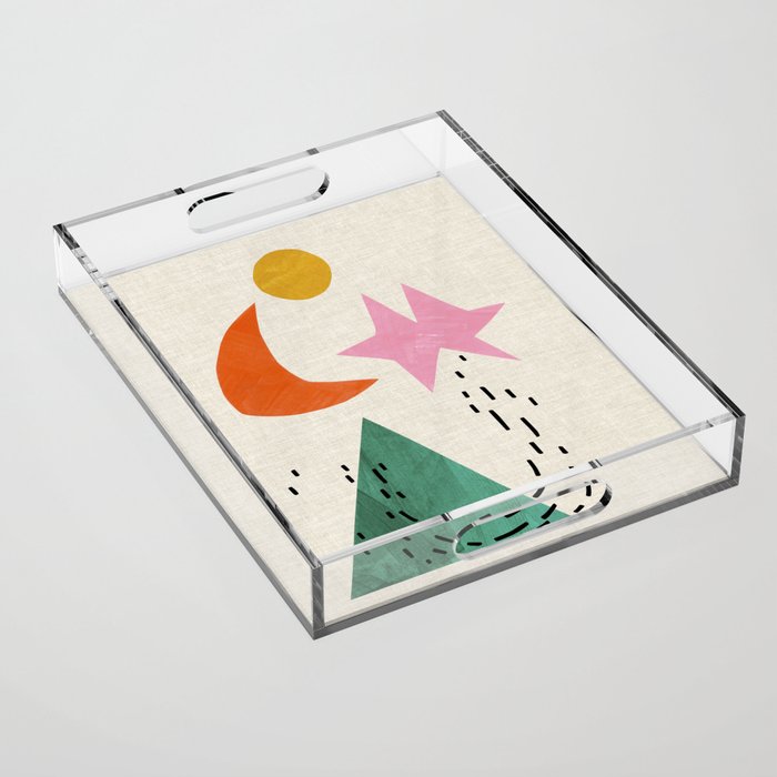 Orange Moon Mountain Acrylic Tray Gallery Image 1