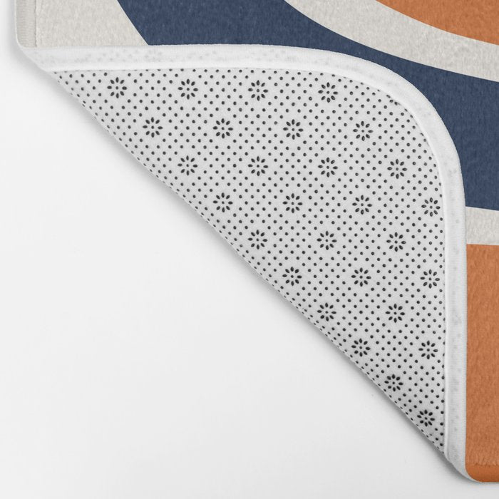 Abstract Shapes 66 in Vintage Orange and Navy Blue Bath Mat Gallery Image 2