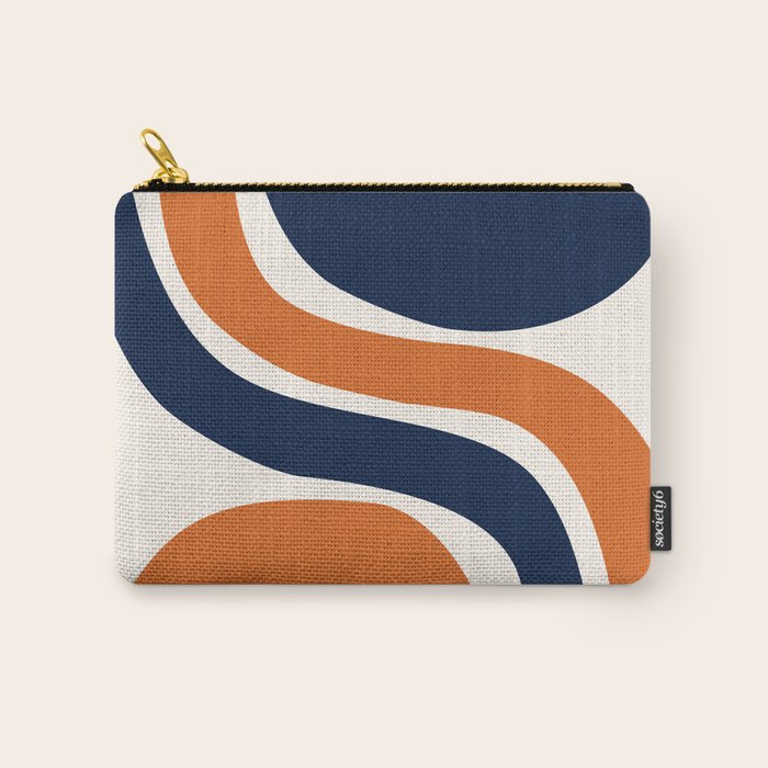 Abstract Shapes 66 in Vintage Orange and Navy Blue Carry All Pouch Gallery Image 1