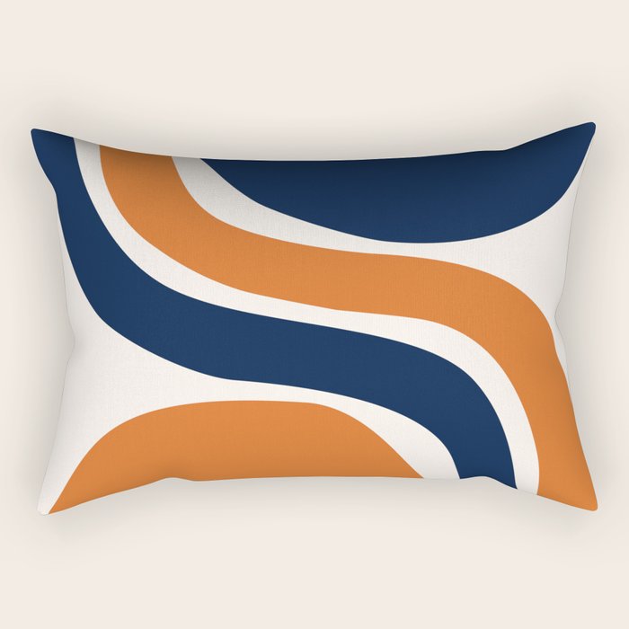 Abstract Shapes 66 in Vintage Orange and Navy Blue Rectangular Pillow Gallery Image 1