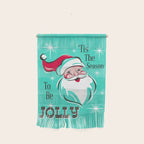 'Tis The Season - Retro Santa Aqua Colorful Wall Hanging Gallery Image 1