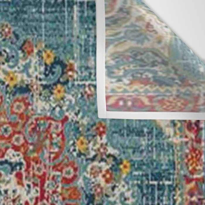 Antique oriental blue and orange carpet Wall Tapestry Gallery Image 3