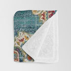 Antique oriental blue and orange carpet Throw Blanket Gallery Image 3