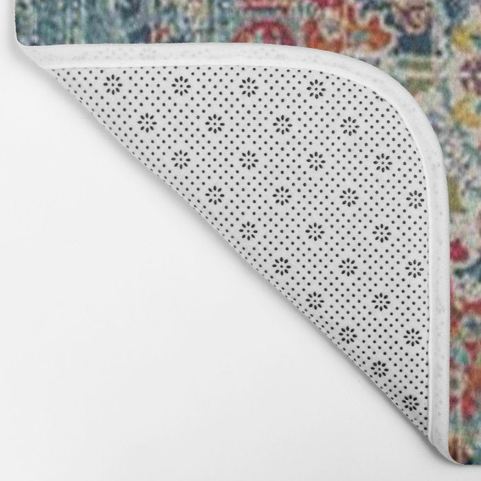 Antique oriental blue and orange carpet Bath Mat Gallery Image 2
