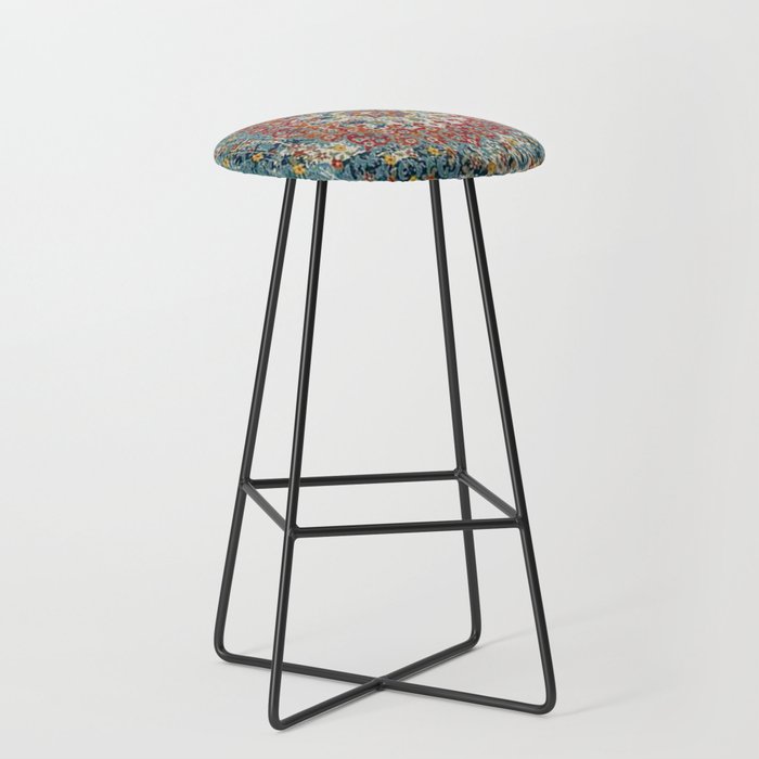 Antique oriental blue and orange carpet Stool Gallery Image 1