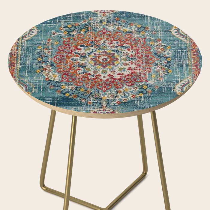 Antique oriental blue and orange carpet Side Table Gallery Image 2