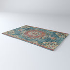 Antique oriental blue and orange carpet Rug Gallery Image 3