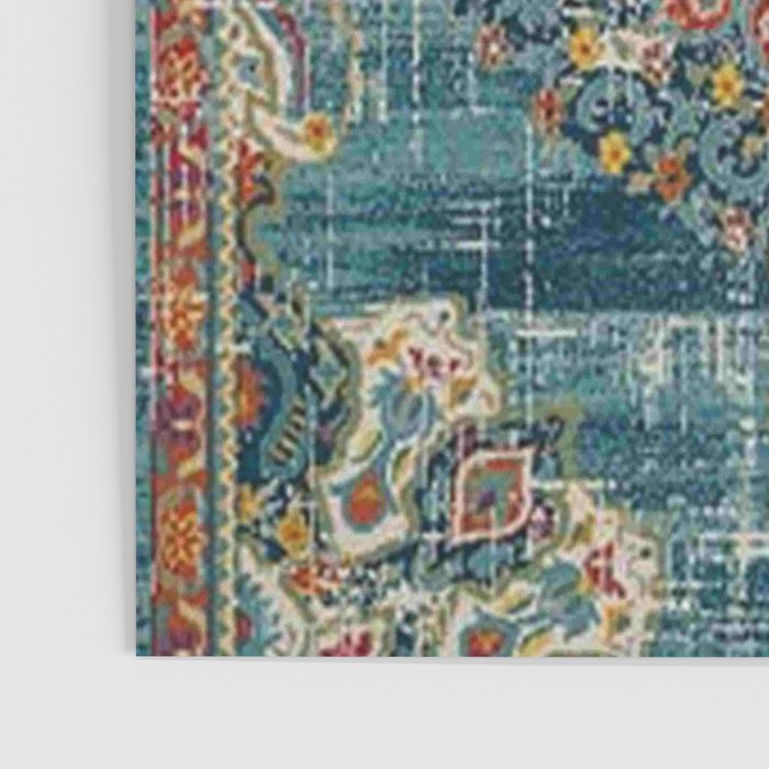 Antique oriental blue and orange carpet Poster Gallery Image 3
