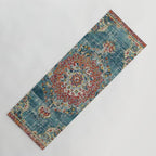 Antique oriental blue and orange carpet Yoga Mat Gallery Image 1