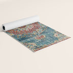 Antique oriental blue and orange carpet Yoga Mat Gallery Image 2