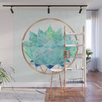 Modern Succulent with Metallic Gold Watercolor Wall Mural Gallery Image 1