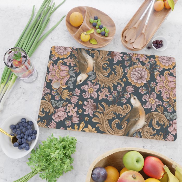Ornate Bird Garden Cutting Board Gallery Image 2