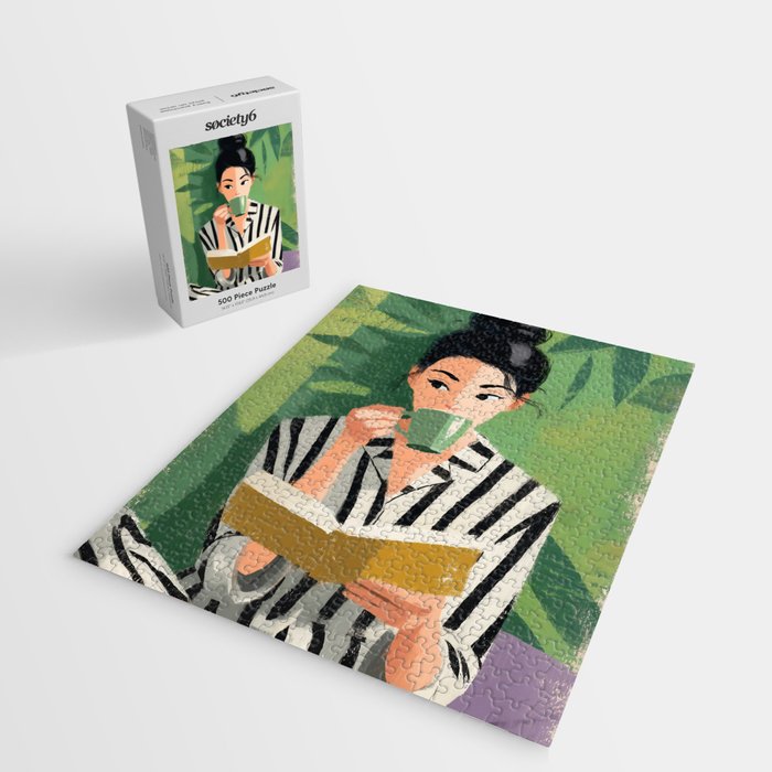 Morning Muse in Stripes Jigsaw Puzzle Gallery Image 2