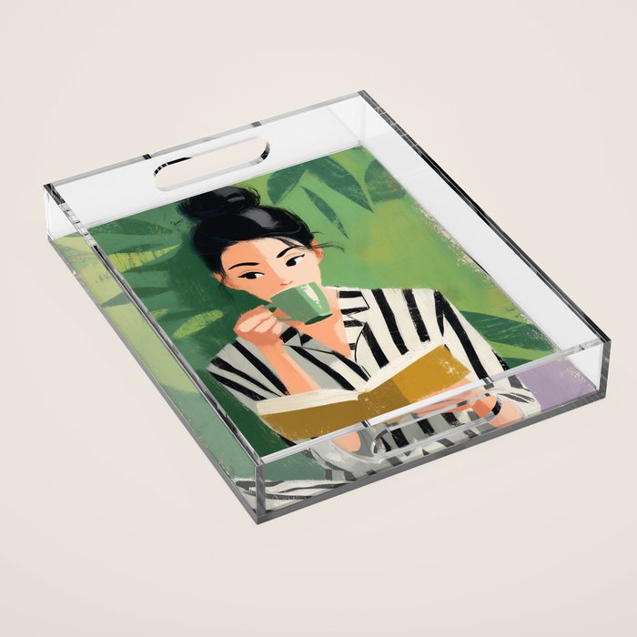 Morning Muse in Stripes Acrylic Tray Gallery Image 1