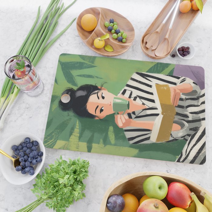 Morning Muse in Stripes Cutting Board Gallery Image 2