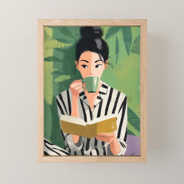 Morning Muse in Stripes Mini Art Print Gallery Image 1