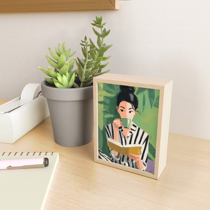 Morning Muse in Stripes Mini Art Print Gallery Image 2