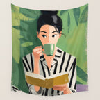 Morning Muse in Stripes Wall Tapestry Gallery Image 4