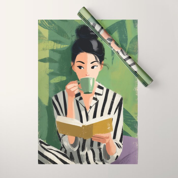 Morning Muse in Stripes Wrapping Paper Gallery Image 1