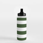 Large Dark Forest Green and White Cabana Tent Stripes Water Bottle Gallery Image 2