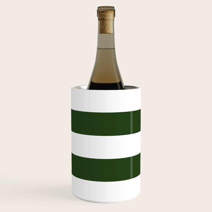Large Dark Forest Green and White Cabana Tent Stripes Wine Chiller Gallery Image 3