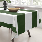 Large Dark Forest Green and White Cabana Tent Stripes Tablecloth Gallery Image 3