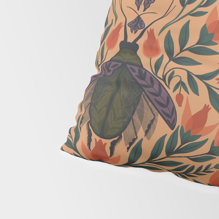 Beetle and Butterfly Botanical Design Pillow Sham Gallery Image 4