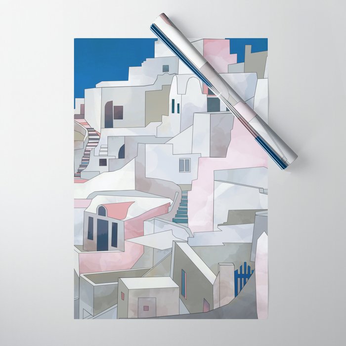 greece houses santorini Wrapping Paper Gallery Image 1