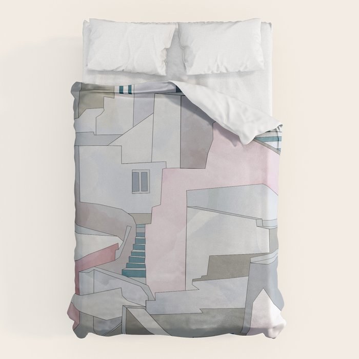 greece houses santorini Duvet Cover Gallery Image 6