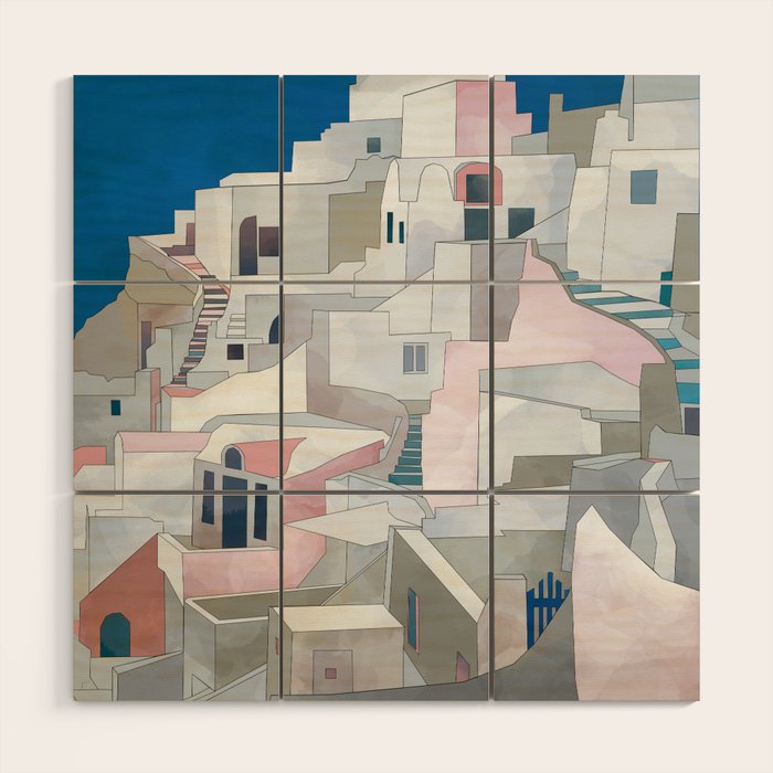 greece houses santorini Wood Wall Art Gallery Image 1