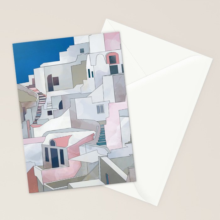 greece houses santorini Stationery Card Gallery Image 2
