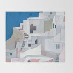 greece houses santorini Throw Blanket Gallery Image 2