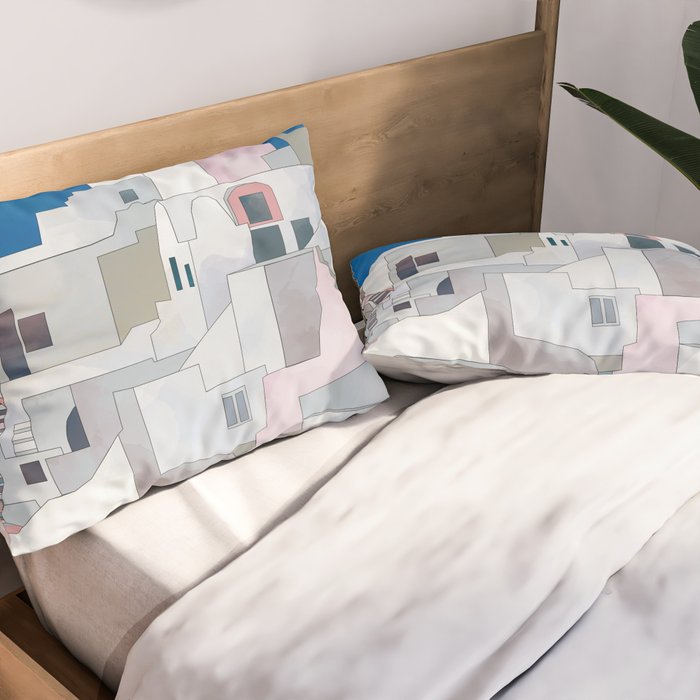 greece houses santorini Pillow Sham Gallery Image 2
