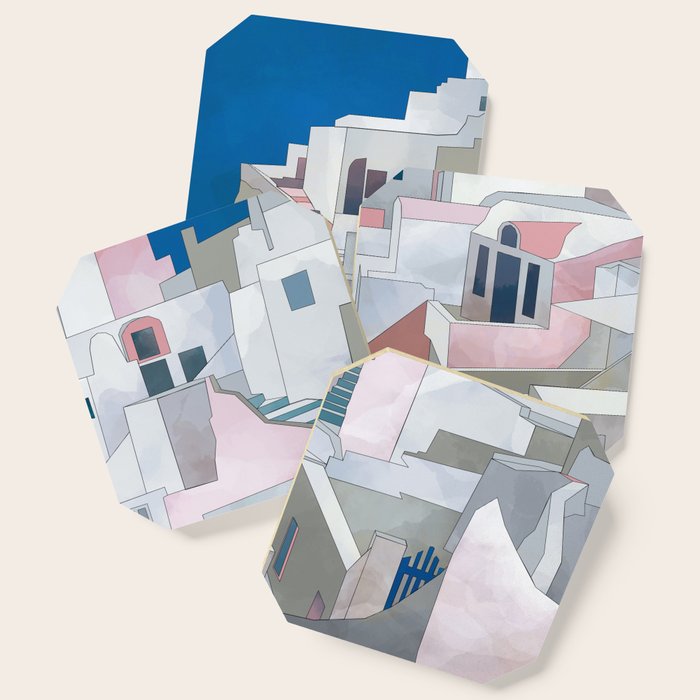 greece houses santorini Coaster Gallery Image 1