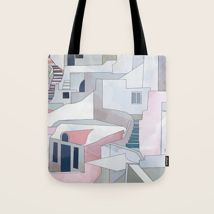 greece houses santorini Tote Bag Gallery Image 1