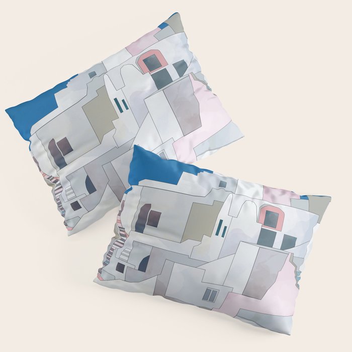 greece houses santorini Pillow Sham Gallery Image 3