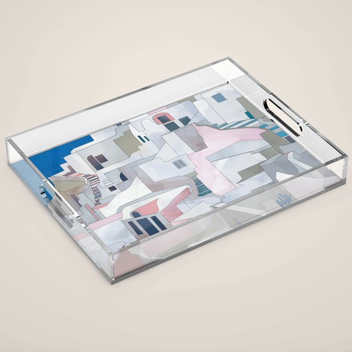 greece houses santorini Acrylic Tray Gallery Image 1