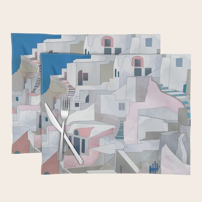 greece houses santorini Placemat Gallery Image 1