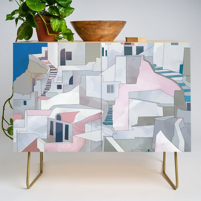greece houses santorini Credenza Gallery Image 1