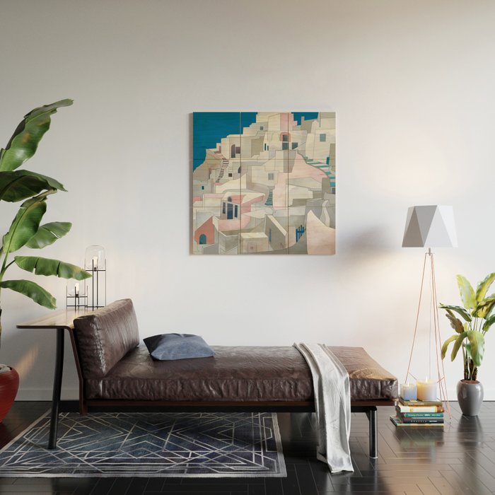 greece houses santorini Wood Wall Art Gallery Image 2