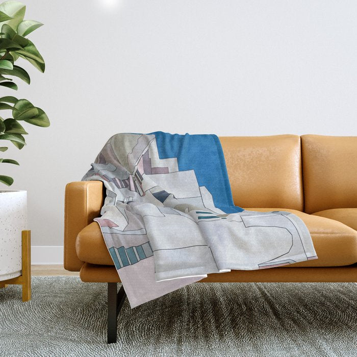 greece houses santorini Throw Blanket Gallery Image 1